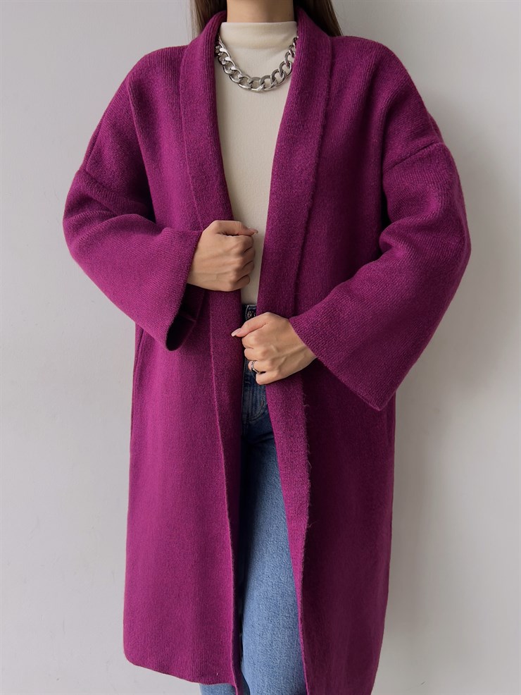 Uzun Triko Christopher Kadın Fuşya Hırka 23K000135