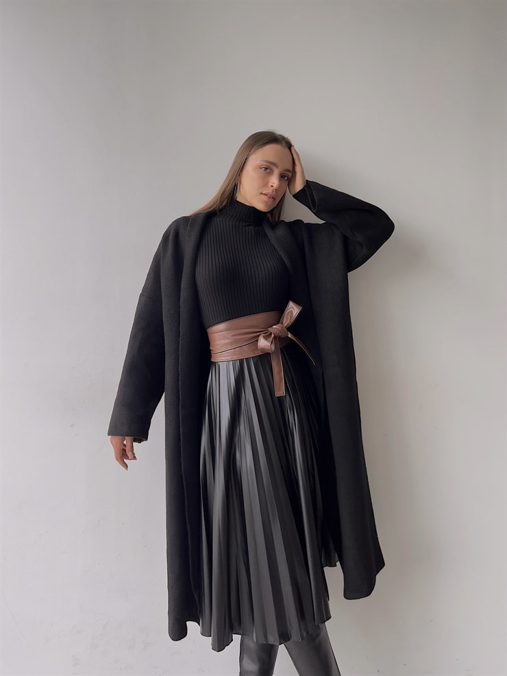 Uzun Triko Christopher Kadın Siyah Hırka 23K000135