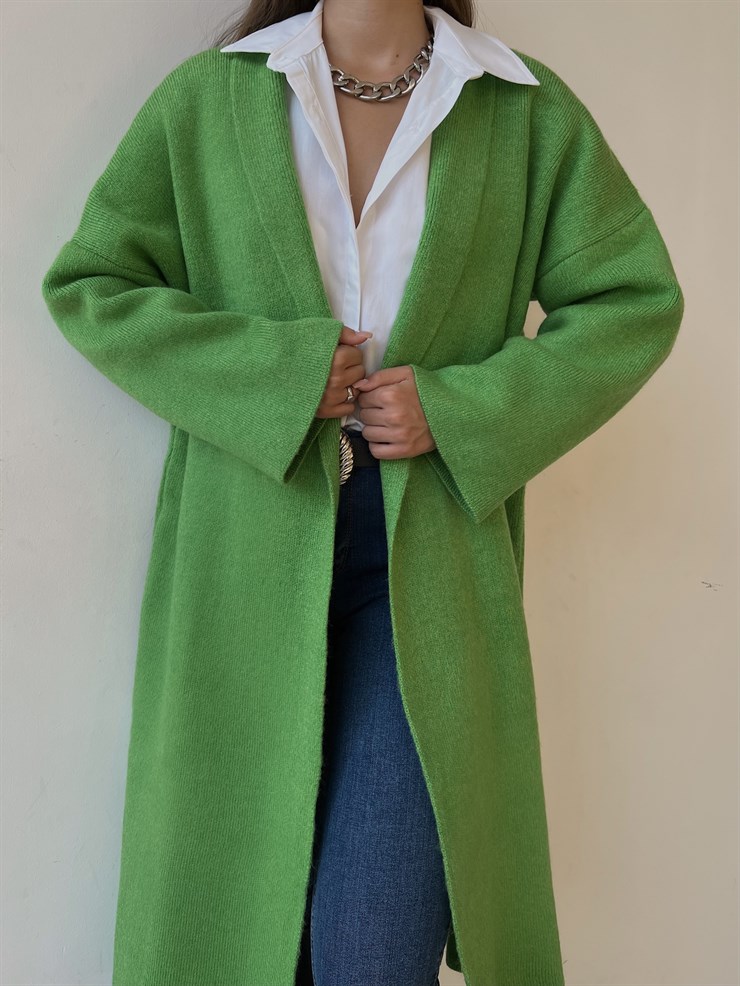 Uzun Triko Christopher Kadın Yeşil Hırka 23K000135