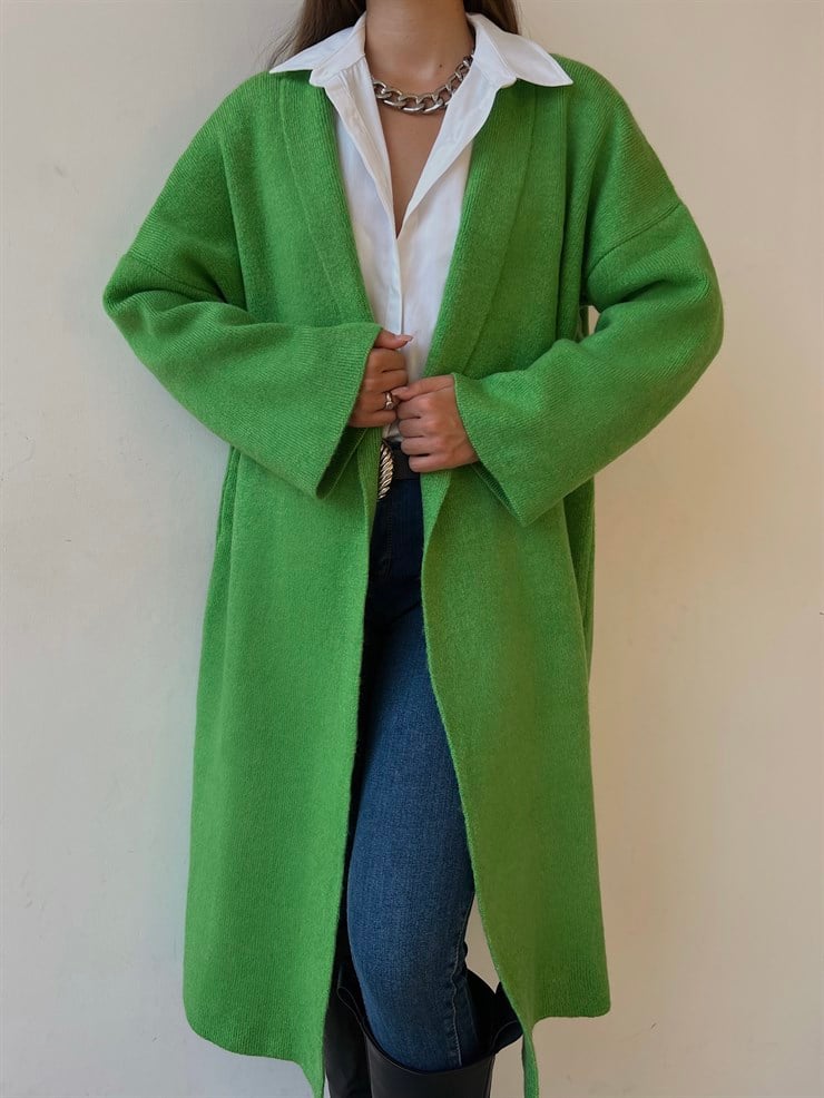 Uzun Triko Christopher Kadın Yeşil Hırka 23K000135