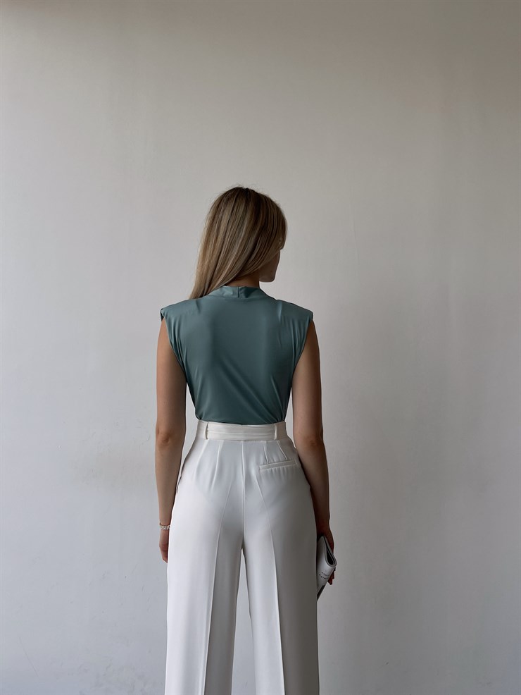 Vatkalı Kolsuz Kruvaze Garrison Kadın Mint Bodysuit 22Y000066