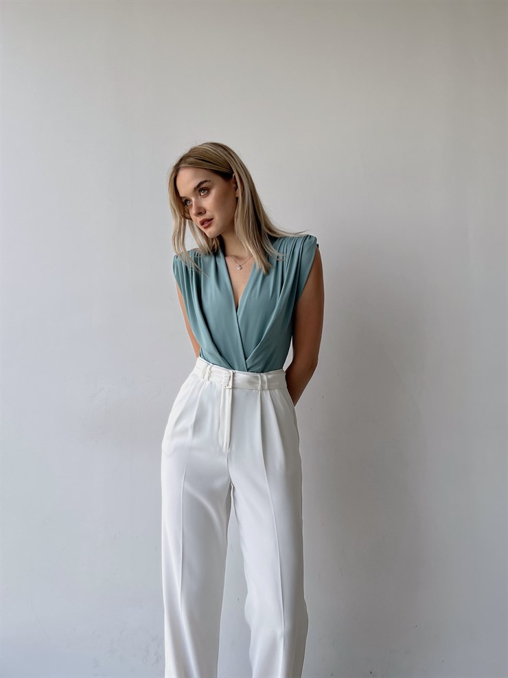 Vatkalı Kolsuz Kruvaze Garrison Kadın Mint Bodysuit 22Y000066