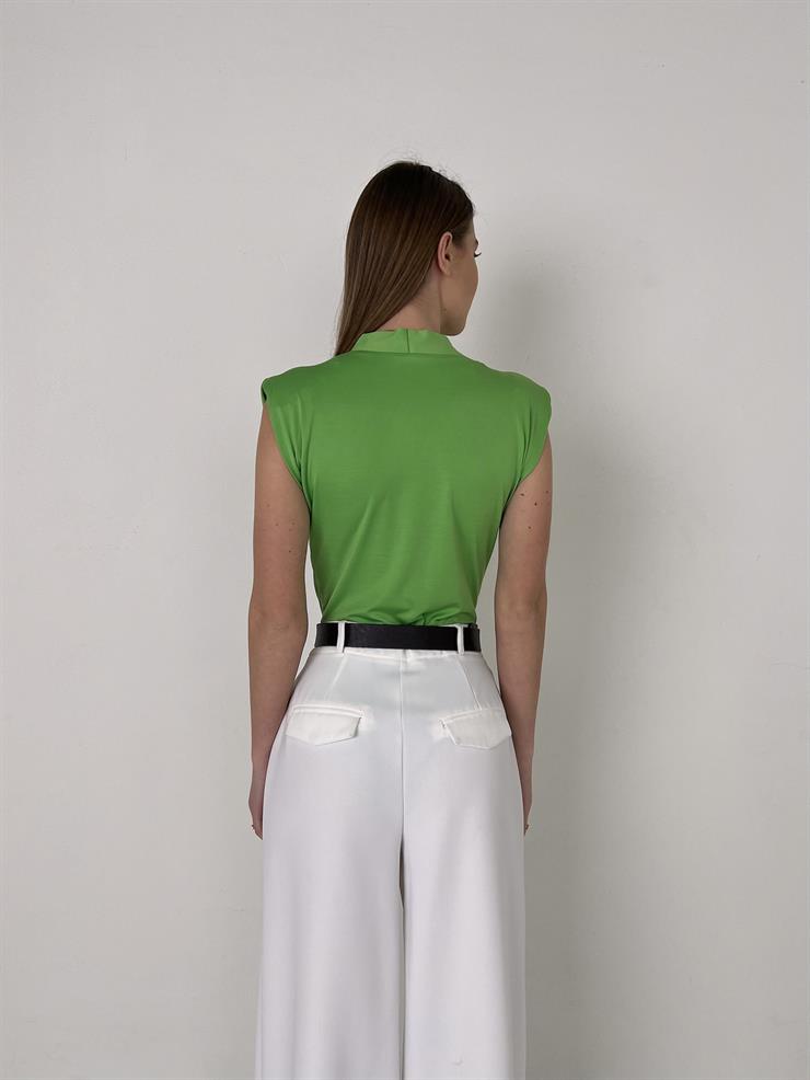 Vatkalı Kolsuz Kruvaze Garrison Kadın Yeşil Bodysuit 22Y000066