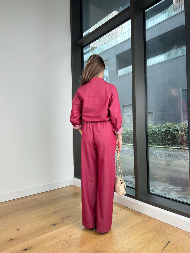 Çıt Çıt Kapamalı Büyük Cepli Vent Bordo Kadın Gömlek 25Y072