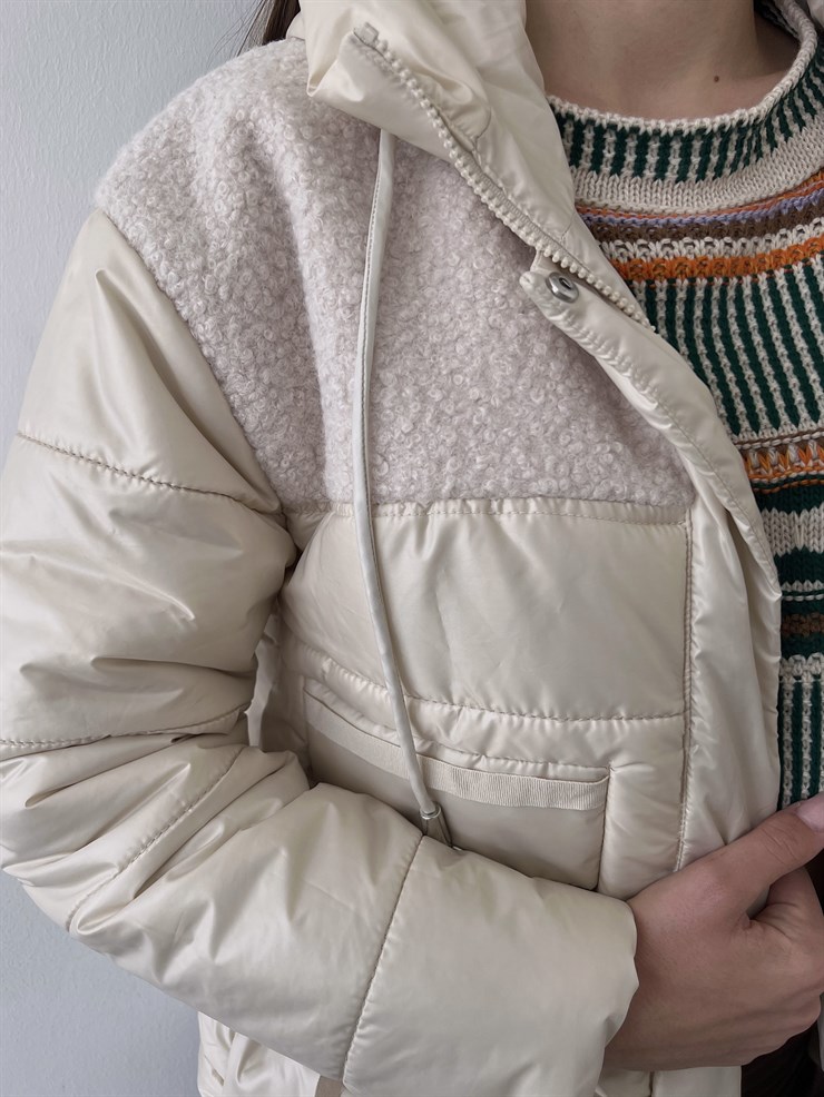 Kapüşonlu Fermuar Kapamalı Wendel Kadın Taş Mont 23K000267