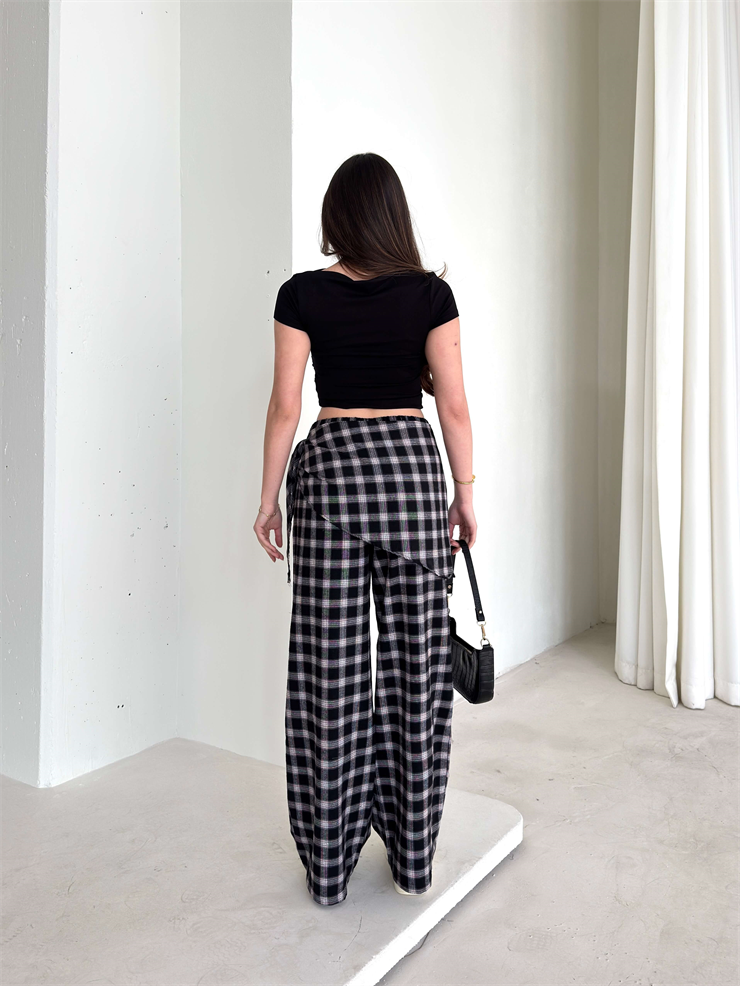 Desenli Belden Bağlamalı Wolmer Siyah Kadın Pantolon 26Y020