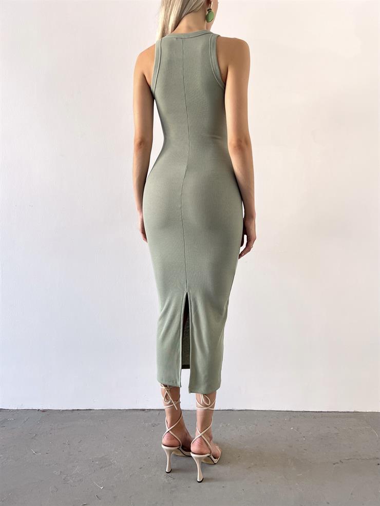 Halter Yaka Yanni Kadın Mint Fitilli Elbise 23Y000498