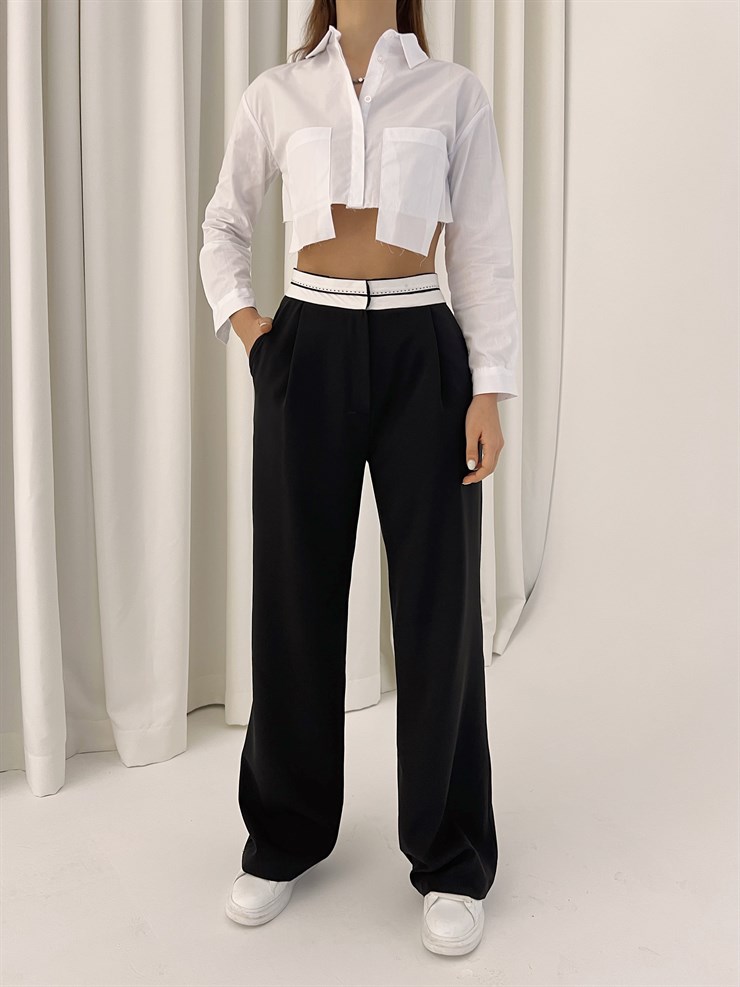 Yüksek Bel Hardy Kadın Siyah Palazzo Pantolon 23K000407