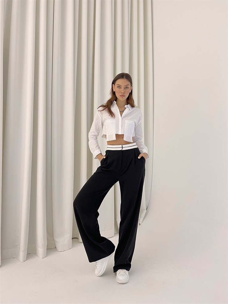 Yüksek Bel Hardy Kadın Siyah Palazzo Pantolon 23K000407