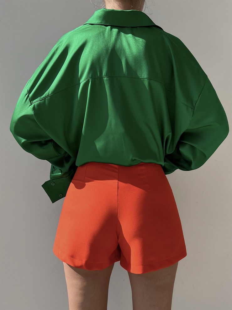 Yüksek Bel Klasik Kesim Pileli Mollie Kadın Turuncu Şort 22Y000238