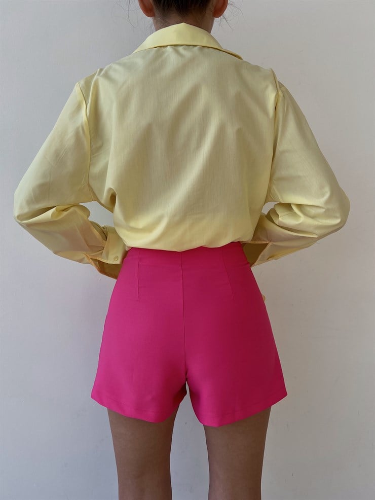 Yüksek Bel Klasik Kesim Pileli Mollie Kadın Pembe Şort 22Y000238