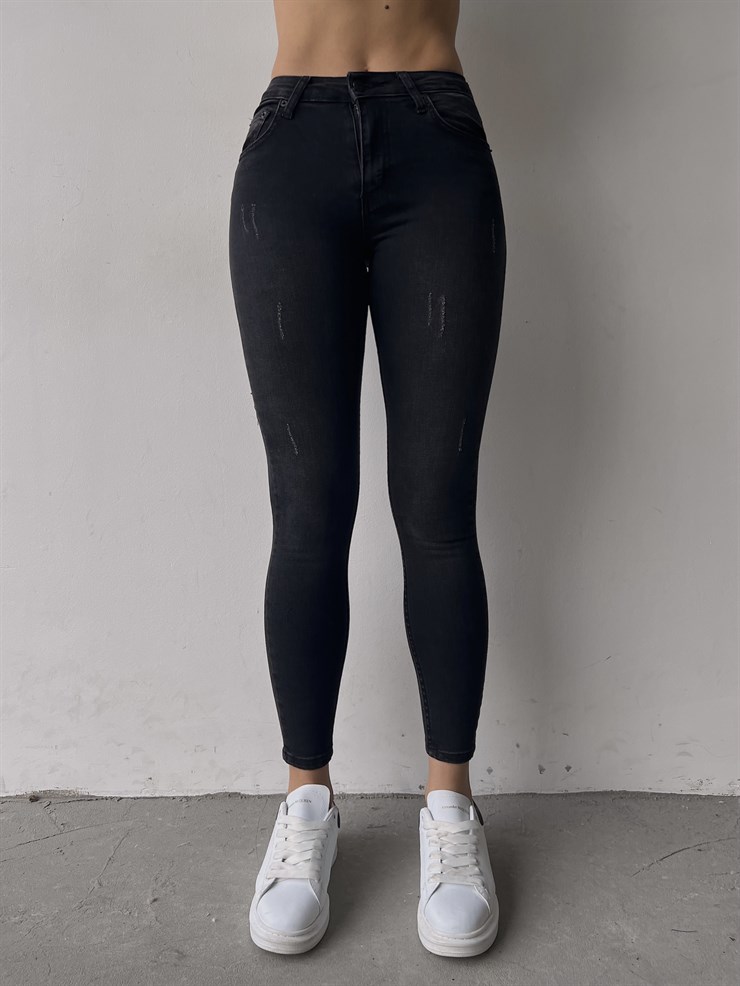 Yüksek Bel Kadın Antrasit Skinny Jean 22K000558