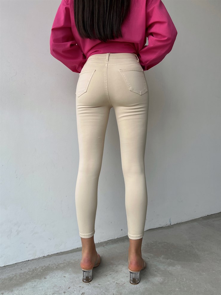 Yüksek Bel Streç Model Konsta Jamie Kadın Bej Renk Jean 22Y000349