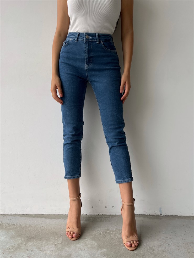 Yüksek Bel Yıkamalı Skinny Jenna Kadın Mavi Jean 22K000338
