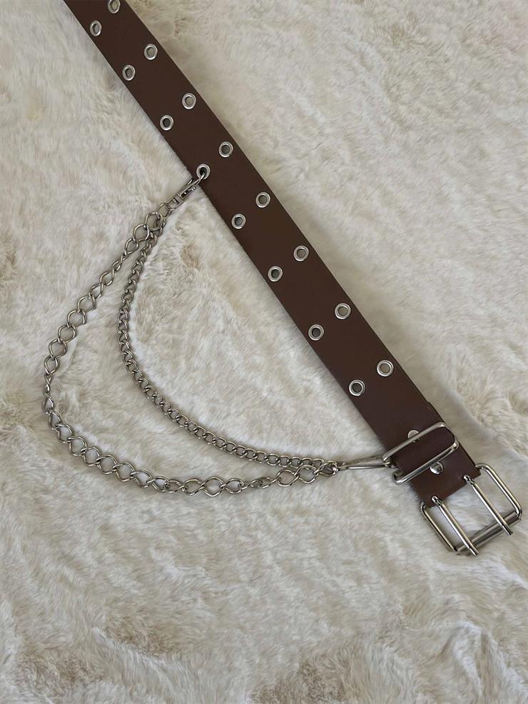 Zincirli Kuş Gözlü Kadın Taba Kemer 23Y000621