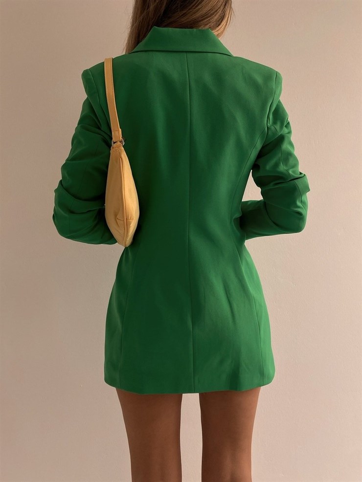 Blazer Beli Drapeli Kadın Yeşil Ceket Elbise 21K000341
