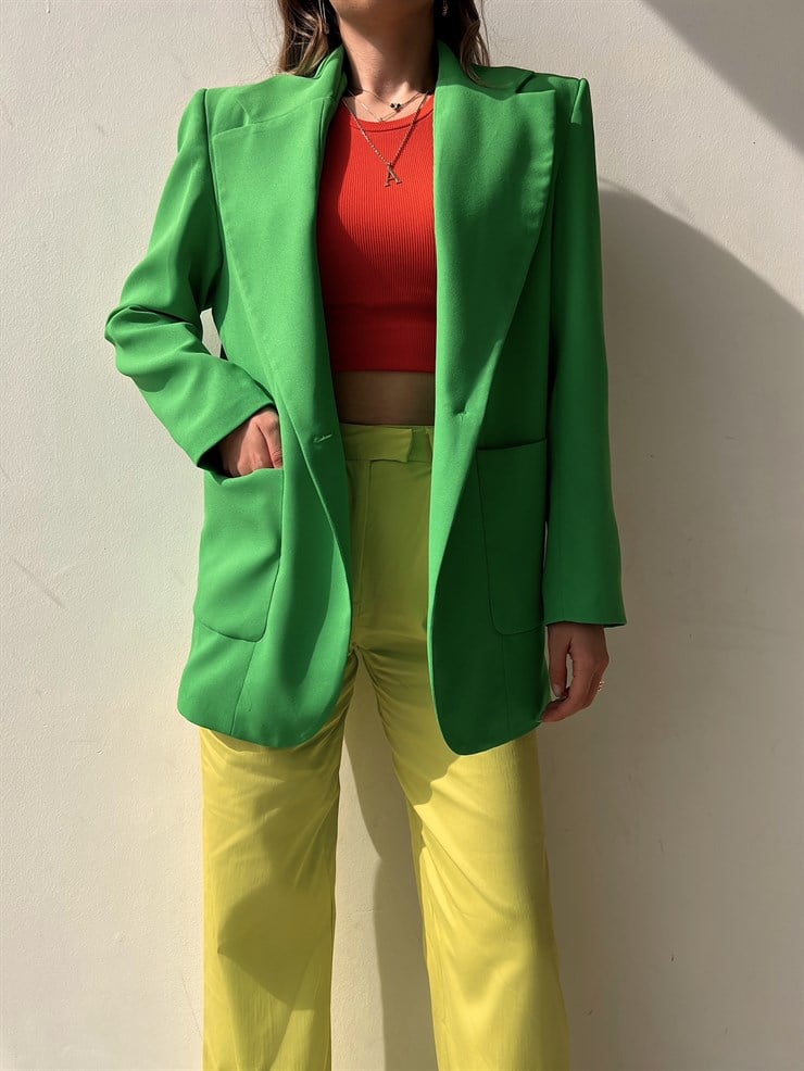 Büyük Cepli Josephine Kadın Yeşil Blazer Ceket 22Y000087