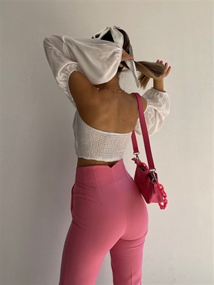 Kalp Yaka Uzun Kollu Crop Bluz 20Y000098