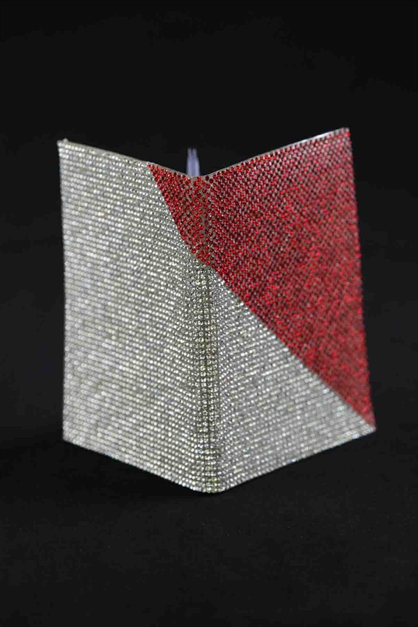 Ruhsat Kılıfı Çapraz Desenli Gümüş Zemin & Kırmızı Çapraz