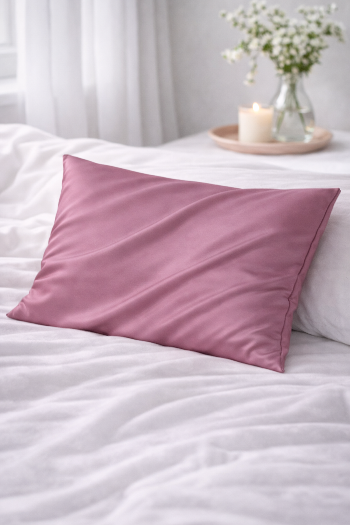 %100 İpek Yastık Kılıfı 50 x 70 cm - Gül Kurusu