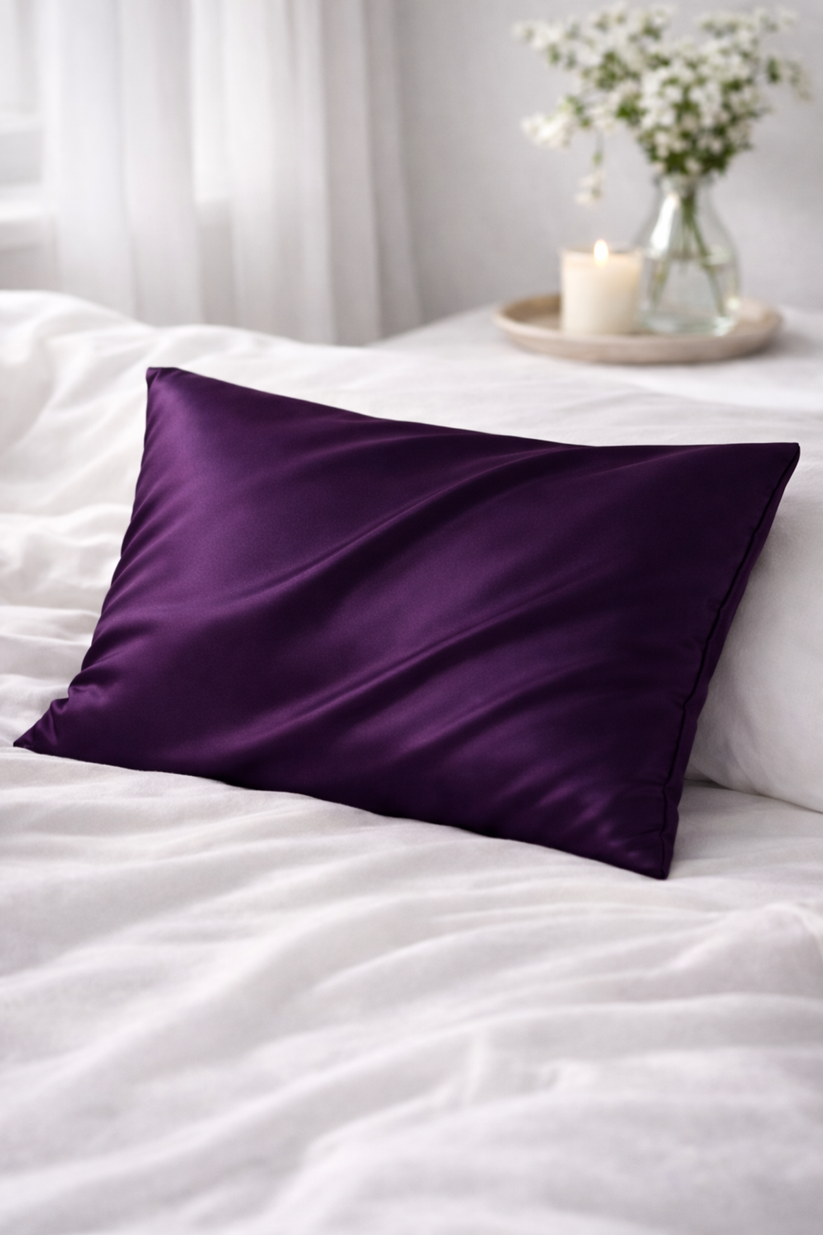 %100 İpek Yastık Kılıfı 50 x 70 cm - Mor