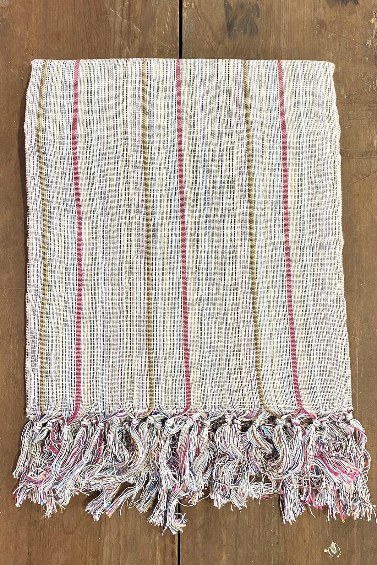 El Dokuması Pamuk - Keten Peştemal 95 x 200 cm - Çok Renkli