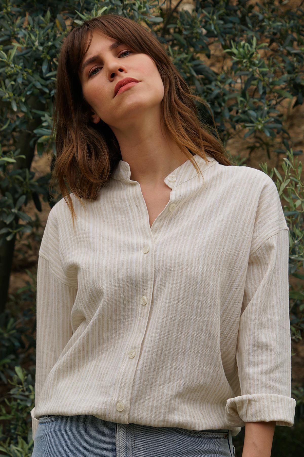 Elaia - El Dokuması Pamuk Keten Gömlek - Krem