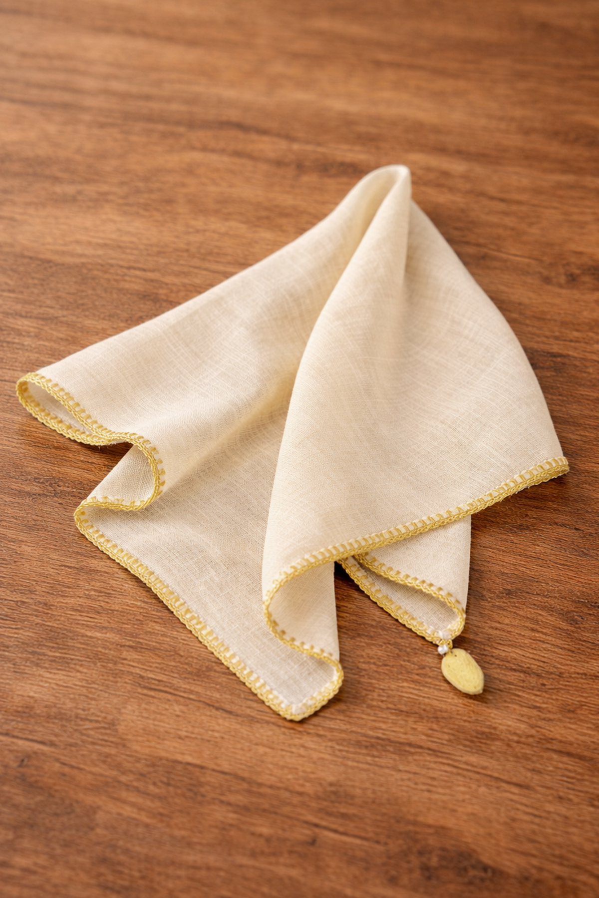 Hatay Sarısı %100 Barış İpeği El Dokuma Fular 50 x 50 cm El İşlemeli R013