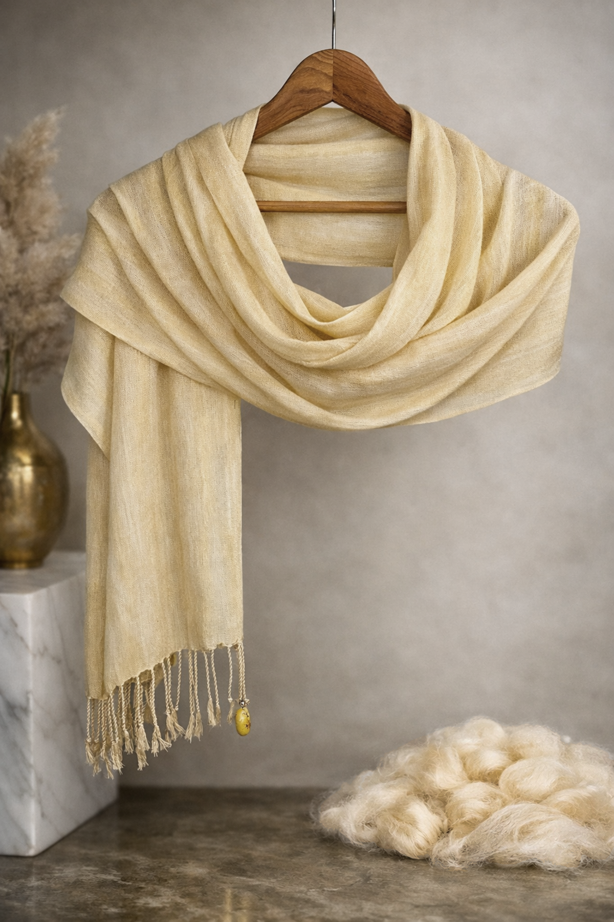 Hatay Sarısı %100 Barış İpeği El Dokuma Fular & Şal 38 x 190 cm