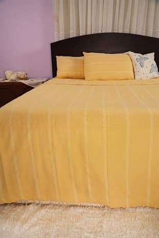 %100 Pamuk El Dokuması Nevresim Takımı Çift Kişilik 220 x 250 cm - Kavun İçi