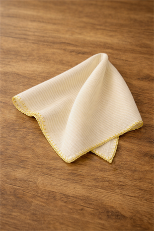 Hatay Sarısı %100 Barış İpeği El Dokuma Fular 50 x 50 cm El İşlemeli R012