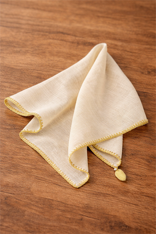 Hatay Sarısı %100 Barış İpeği El Dokuma Fular 50 x 50 cm El İşlemeli R013