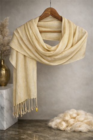 Hatay Sarısı %100 Barış İpeği El Dokuma Fular & Şal 38 x 190 cm