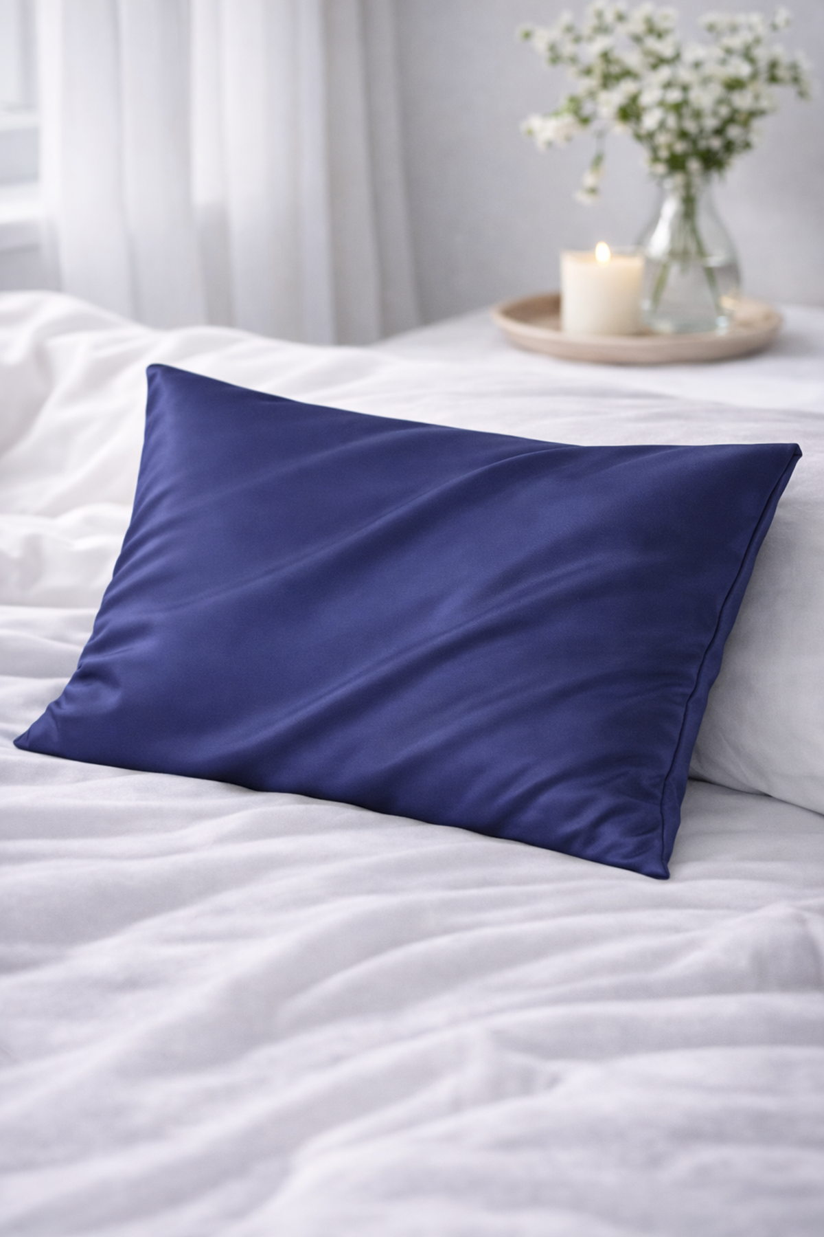 %100 İpek Yastık Kılıfı 50 x 70 cm - Lacivert