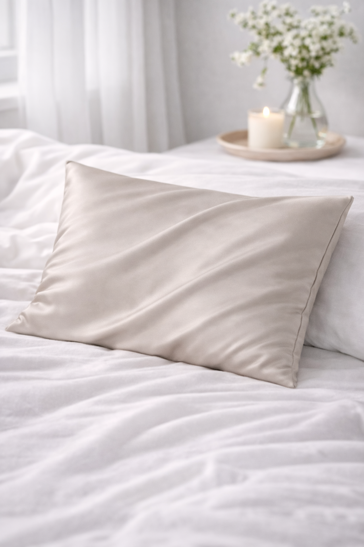 %100 İpek Yastık Kılıfı 50 x 70 cm - Taş Rengi