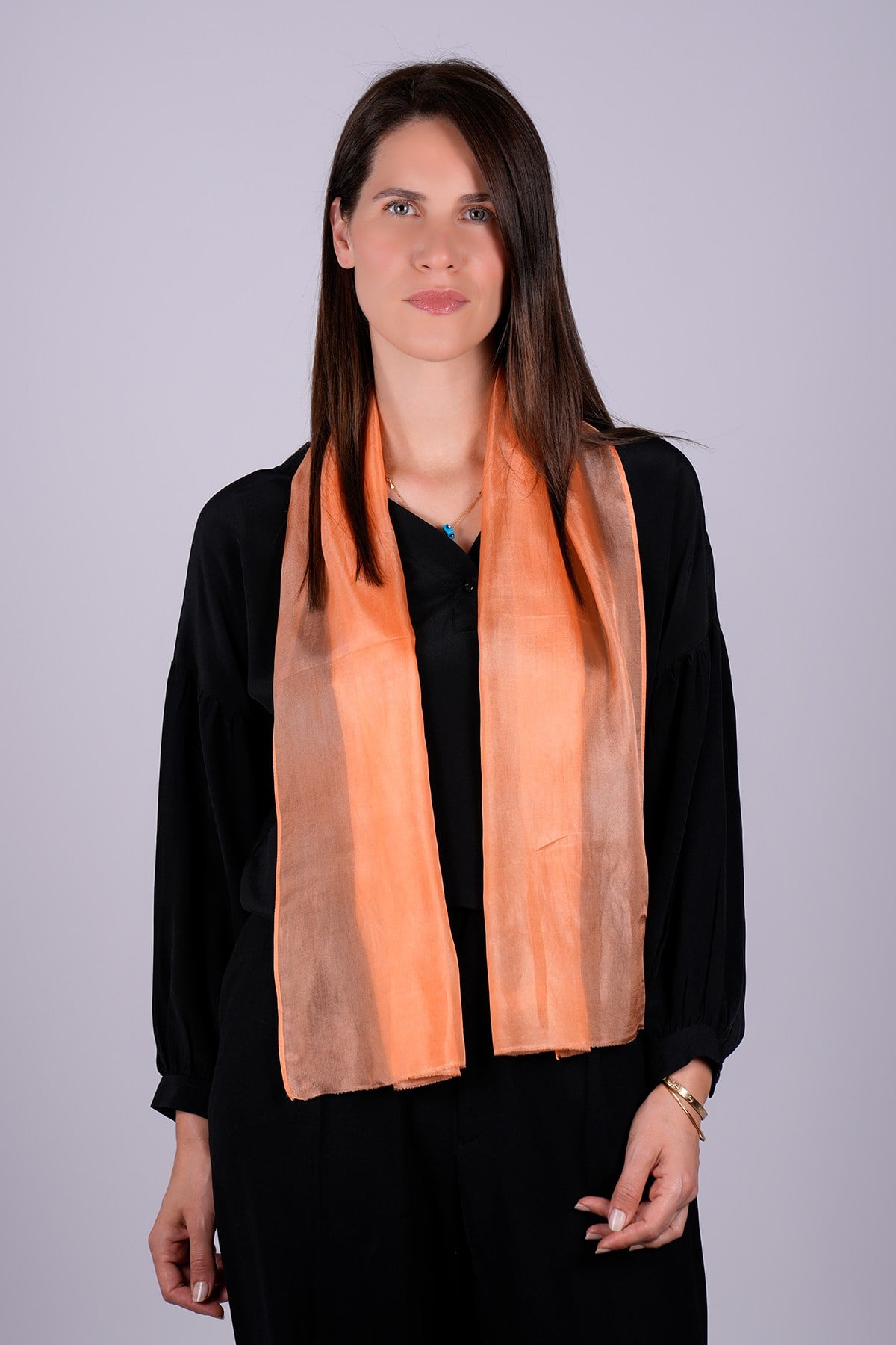 %100 Saf İpek El Boyaması Fular- Özel Tasarım 35x140cm - Yavru Ağzı