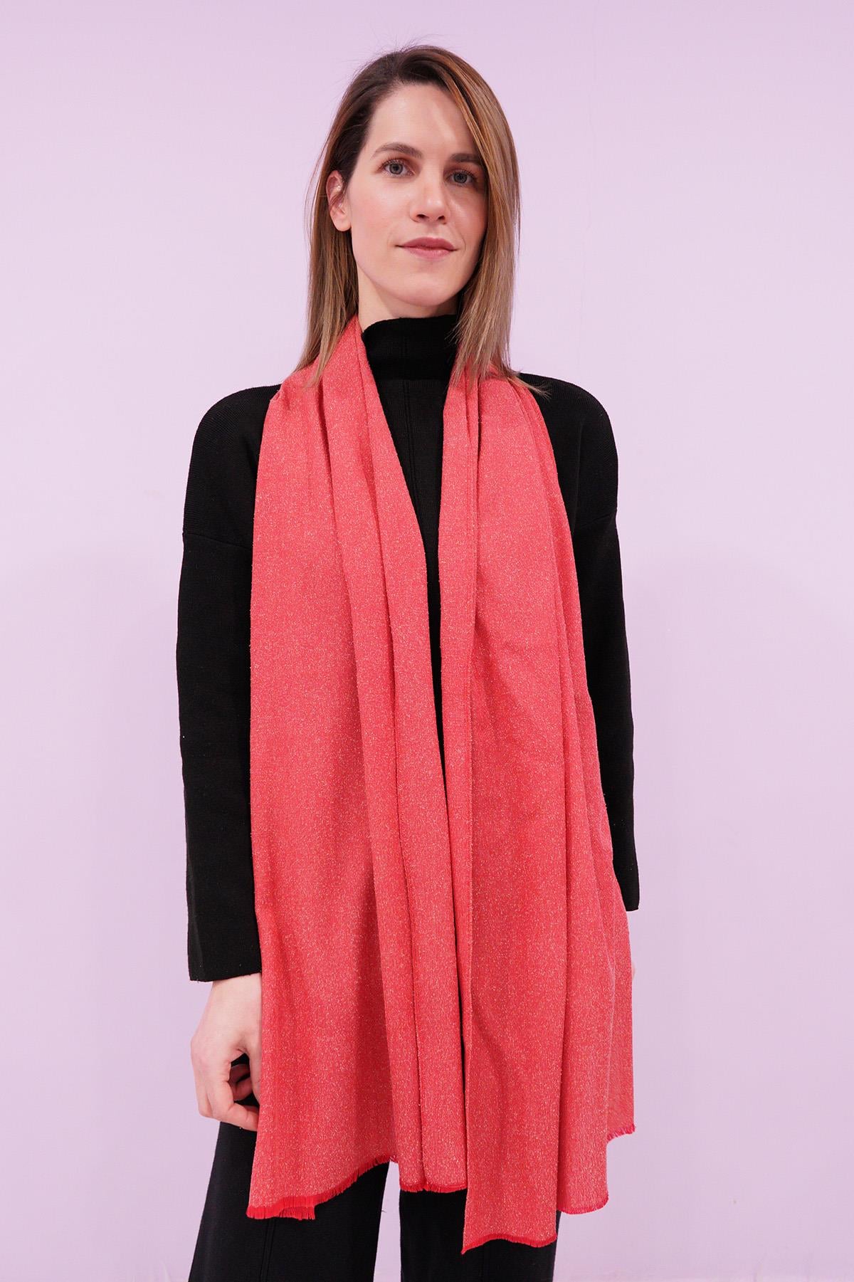 El Dokuması Barış İpekli Fular&Şal  40 x 190 cm - Kırmızı
