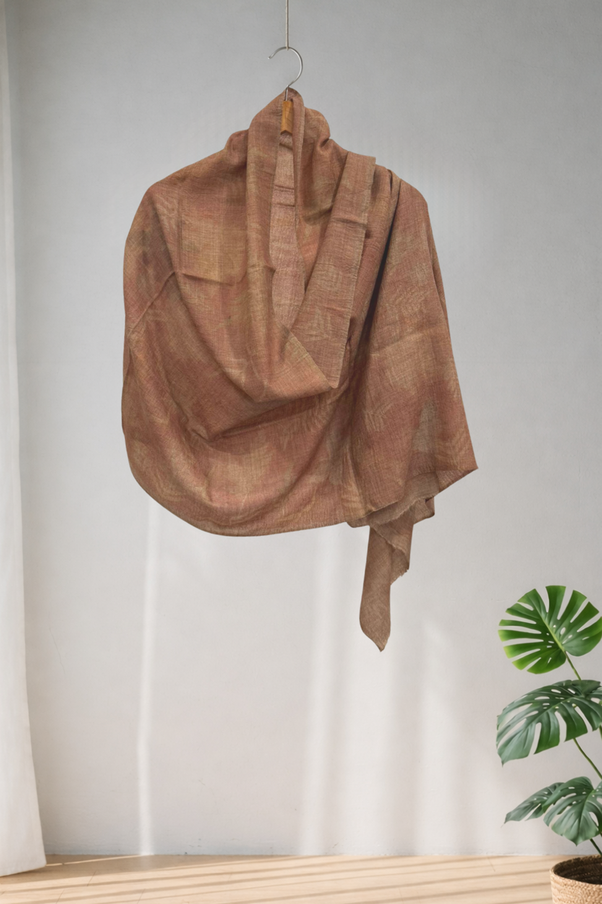 Kaşmir El Dokuması Ecoprint - Doğal Baskı Şal 70 x 200 cm 1210