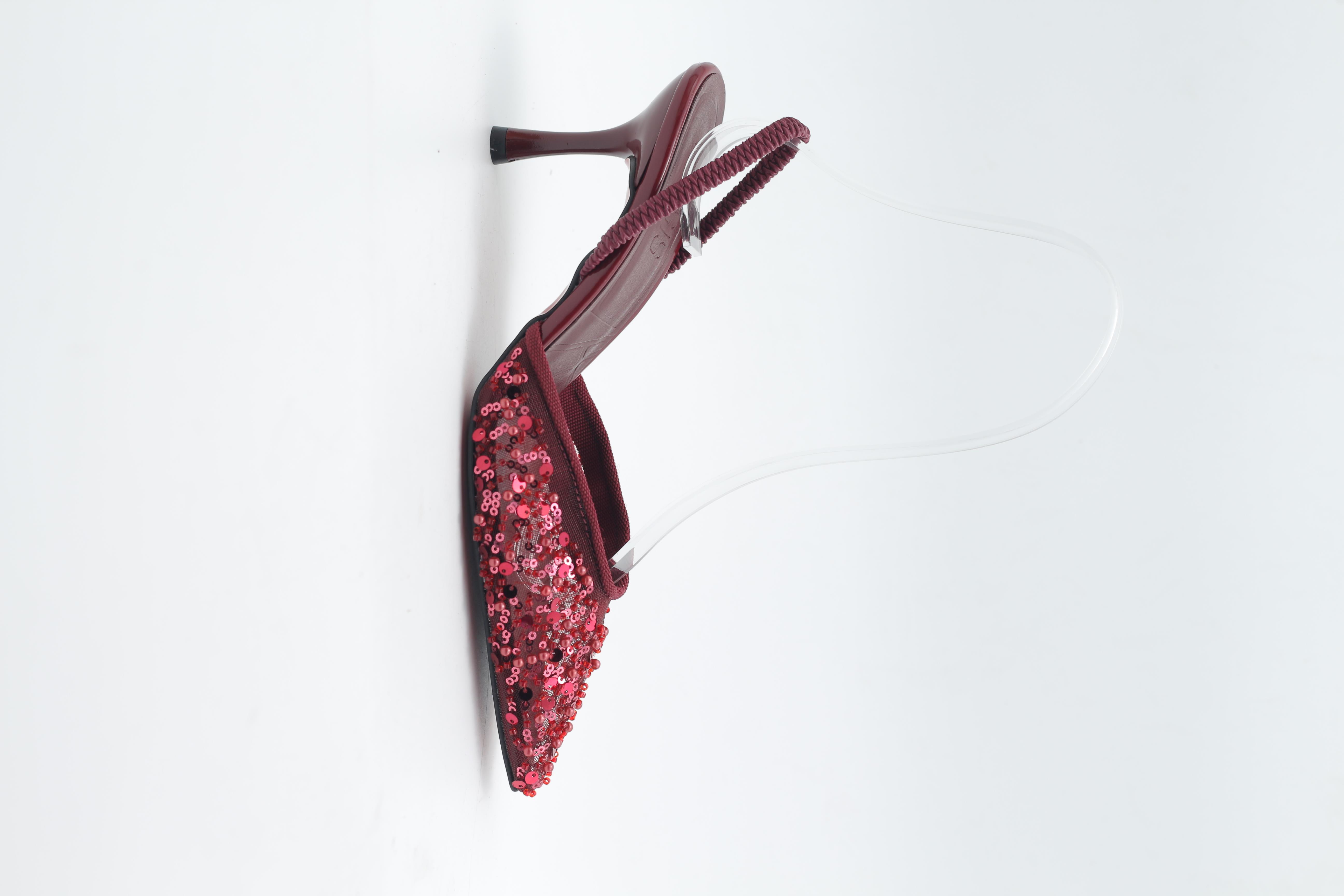 MASİSMASİS META BORDO İŞLEME ABİYE STİLETTO