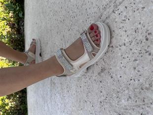 MASİSMASİS SEMES BEJ TAŞLI SANDALET