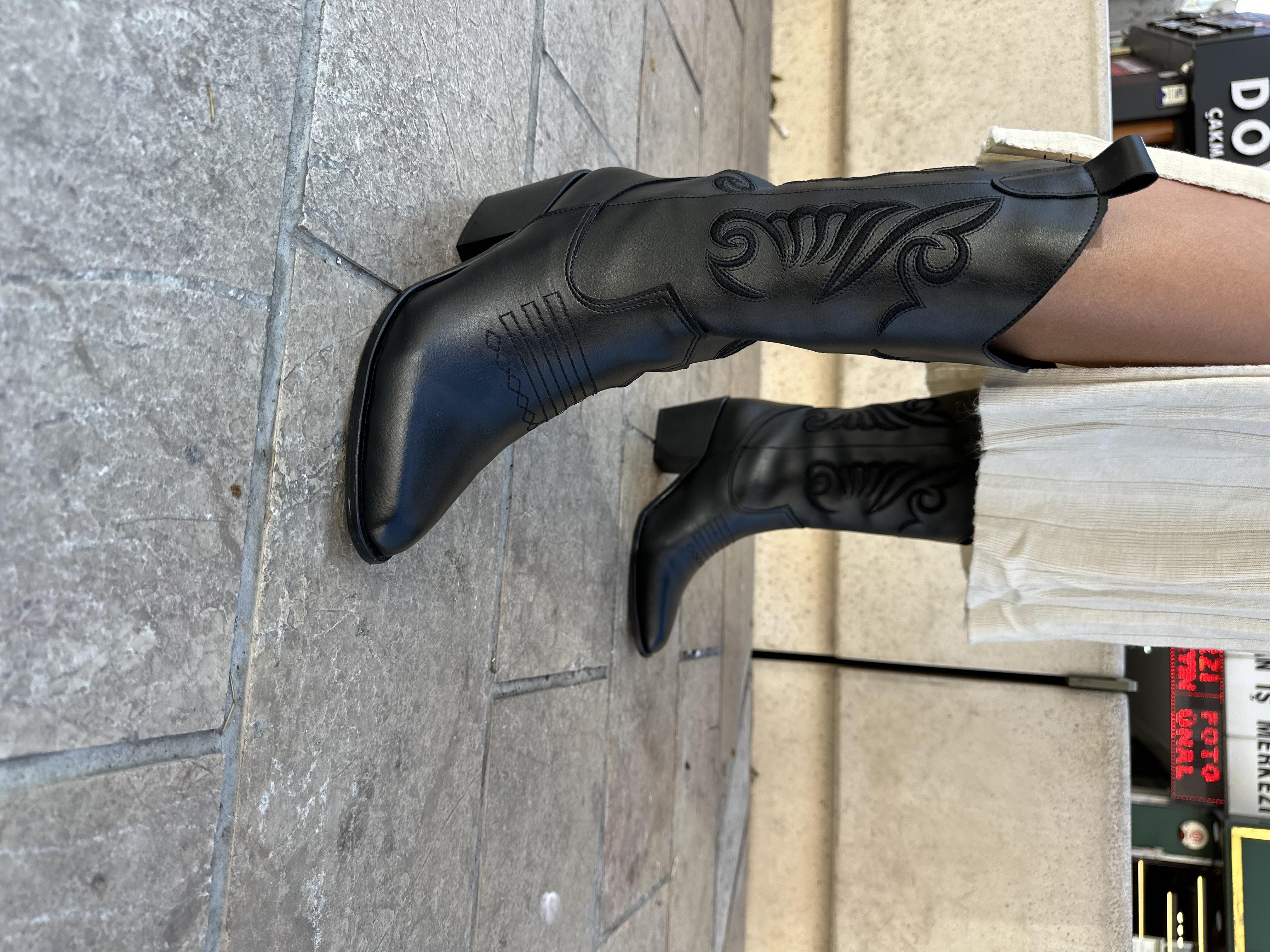 MASİSMASİS GLAMOR WESTERN SİYAH ÇİZME