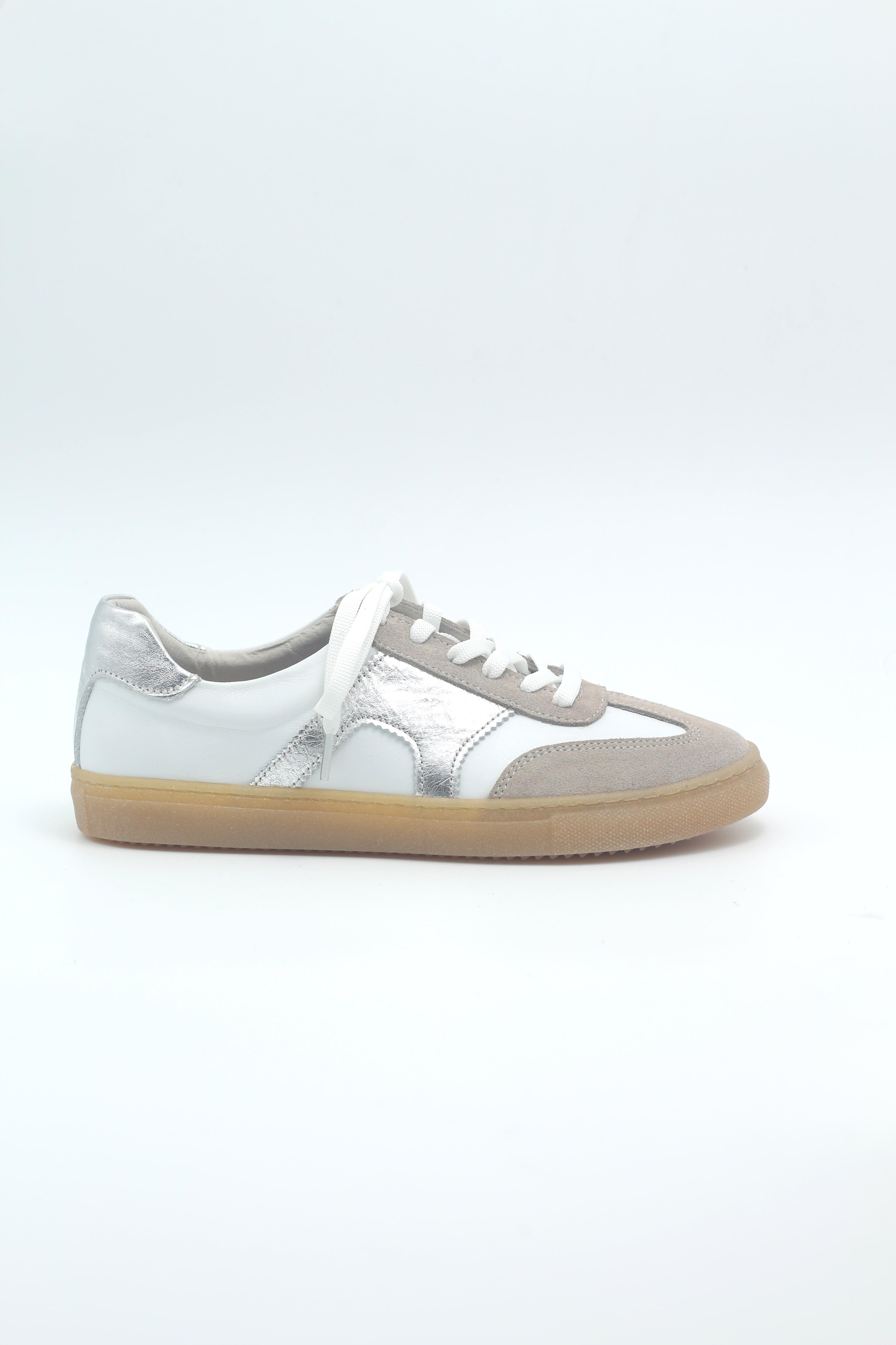 MASİSMASİS JERYA HAKİKİ DERİ BEYAZ BEJ GÜMÜŞ VİZON SNEAKER