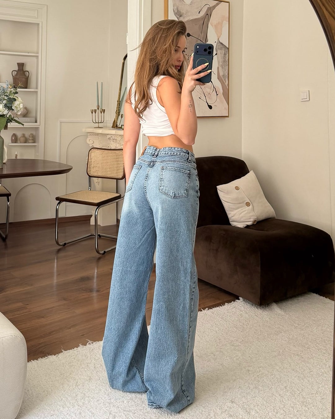 Açık Mavi Wide Leg Jean Pantolon