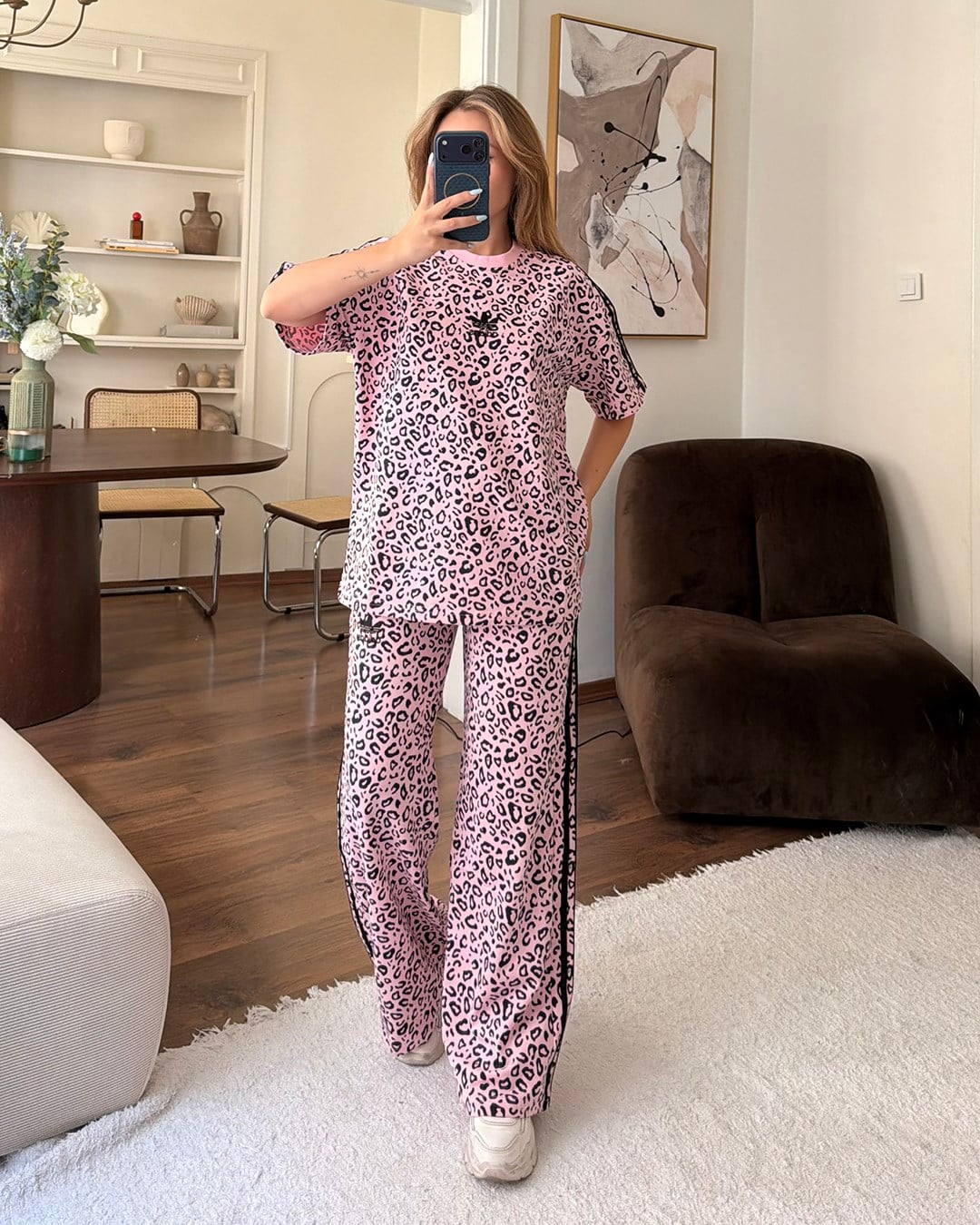 Ad Pembe Leoparlı Eşofman Takımı