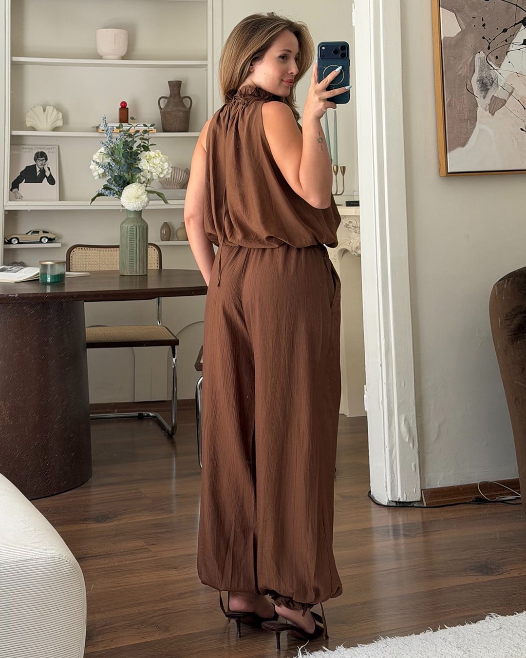 Athena Kahverengi Bluz Pantolon Takım