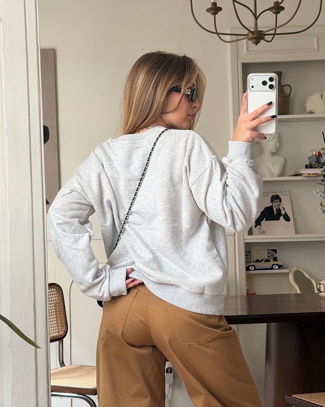 Ayıcık Figürlü Gri Sweatshirt
