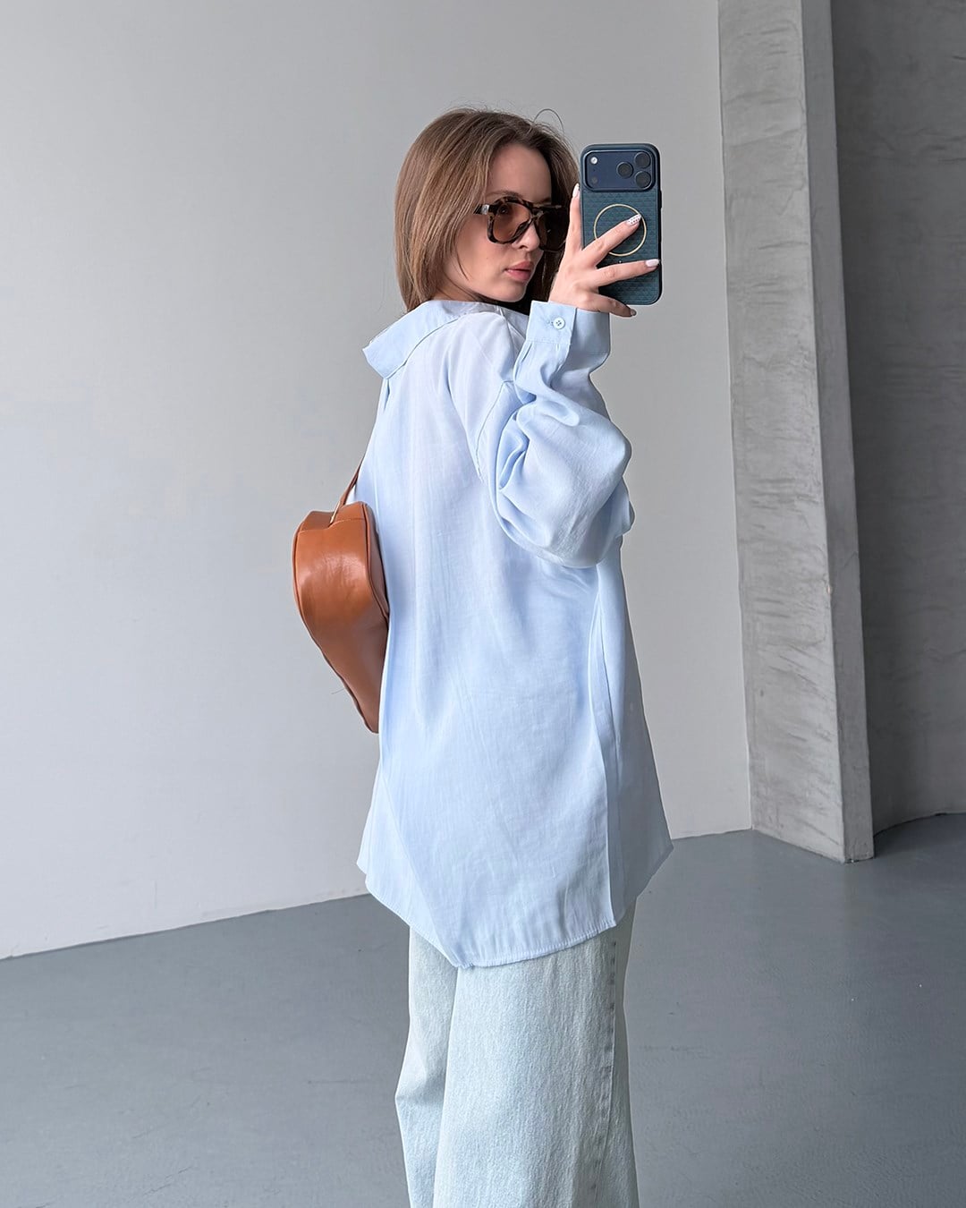 Bambu Oversize Bebe Mavisi Gömlek