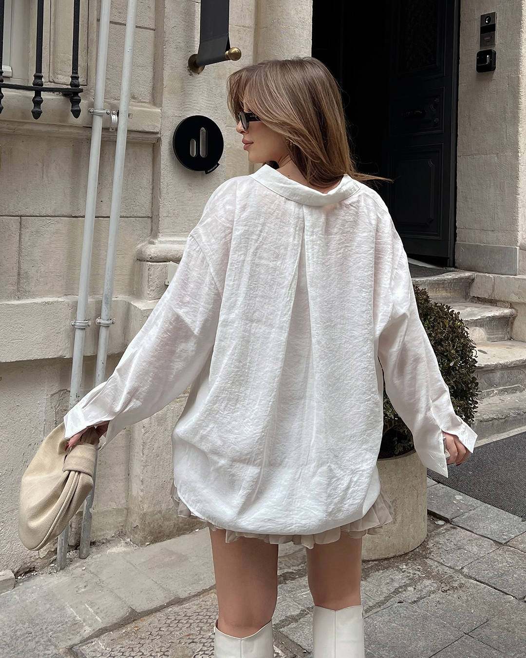 Bambu Oversize Beyaz Gömlek