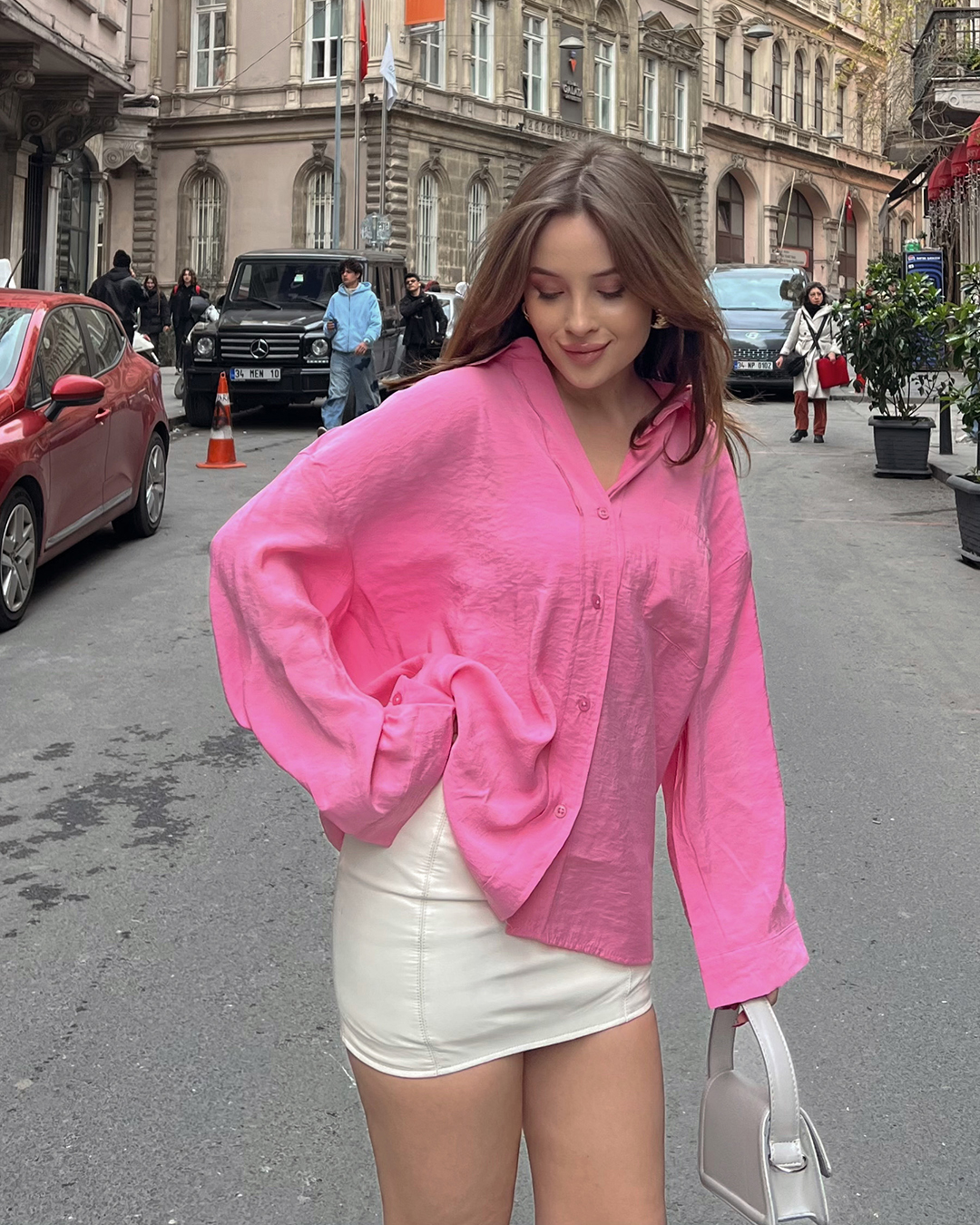 Bambu Oversize Fuşya Gömlek