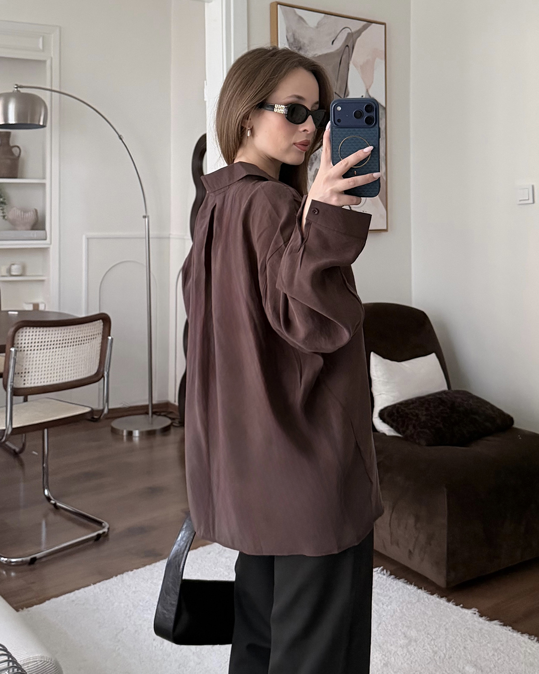 Bambu Oversize Kahverengi Gömlek